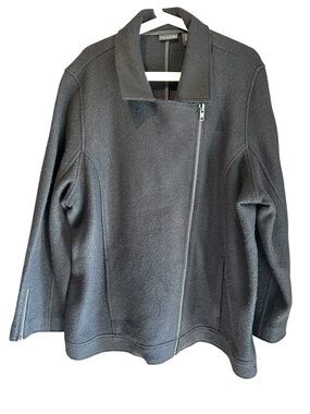 Tahari Black Asymmetrical Zip Moto Jacket